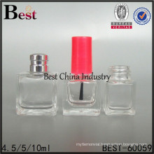 empty cute square shape 4.5ml glass nail polish bottle with brush cap
